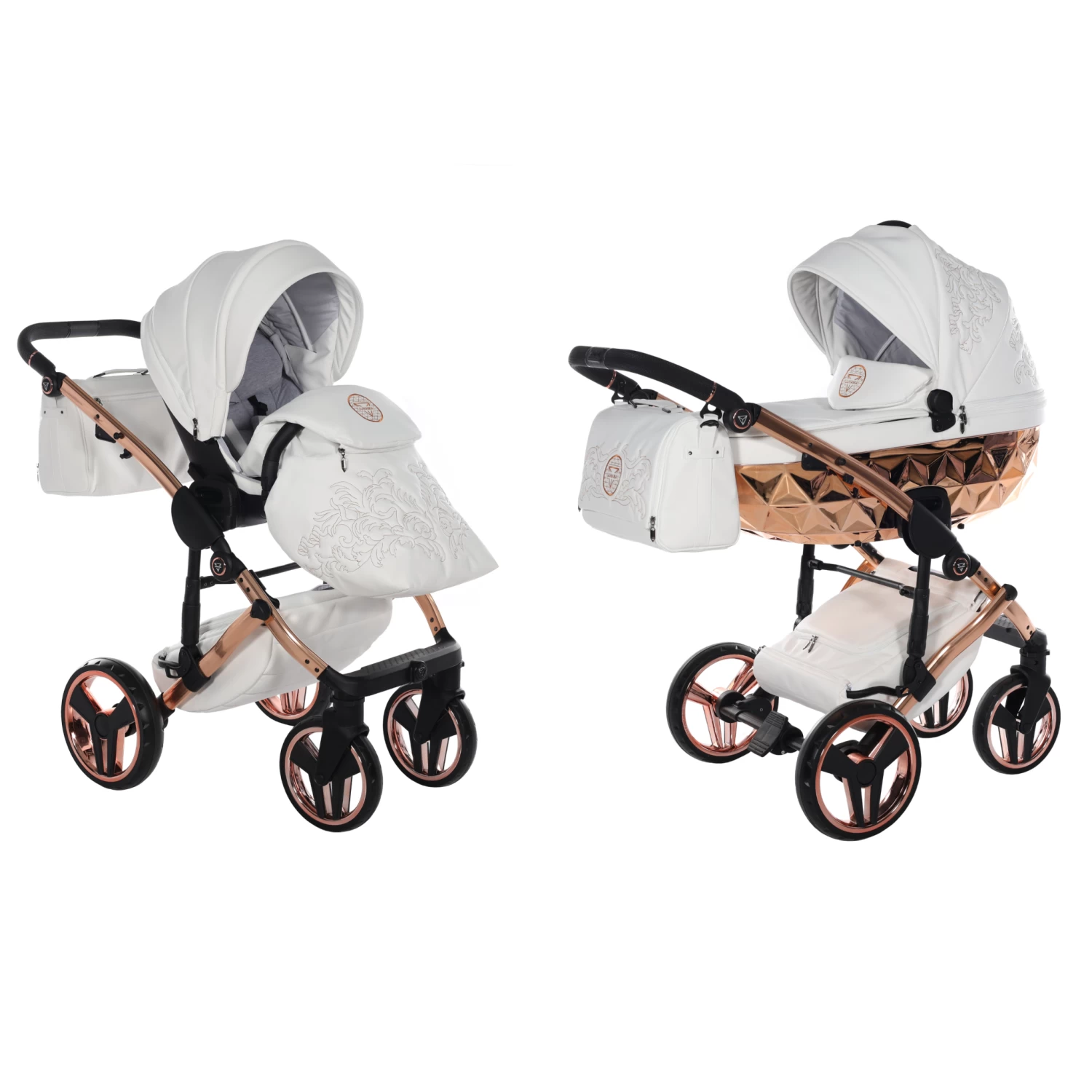 Junama Handcraft Enzo 2 In 1 Pram – White Rose Gold 3 Junama Handcraft Enzo 2 In 1 Pram – White Rose Gold