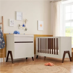 Tutti Bambini Fuori 4in1 2 Piece Nursery Room Set – White Sand/Warm Walnut