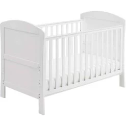 Babymore Aston Dropside Sleigh Cot Bed/Optional Mattress Set – White