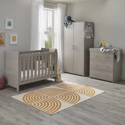 Babymore Caro 4-1 Cot Bed 4 Piece Nursery Set – Grey Wash