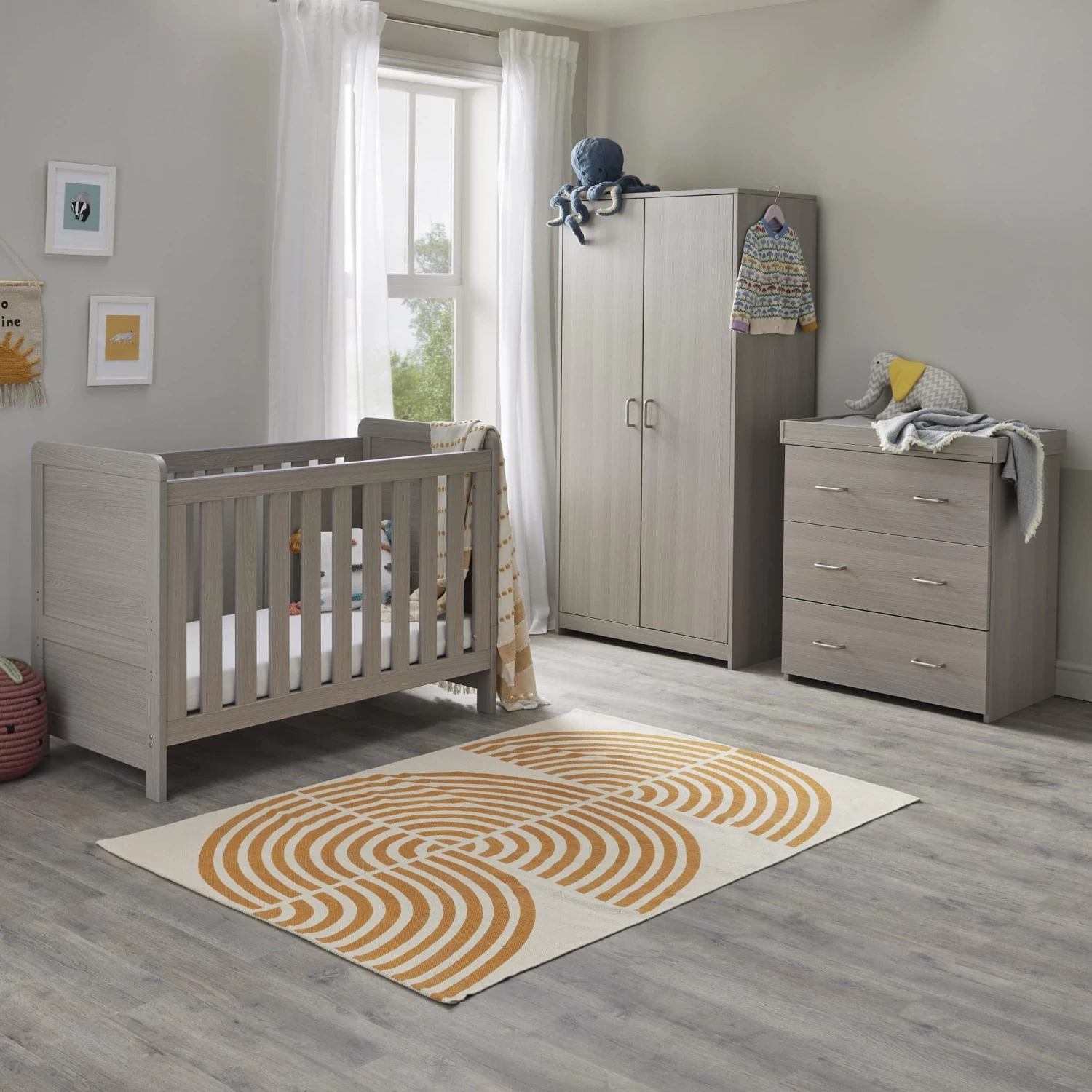 Babymore Caro 3 Piece Nursery Set – Grey Wash 3 Babymore Caro 3 Piece Nursery Set – Grey Wash