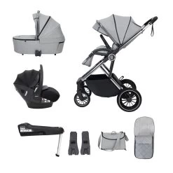 Babymore Chia Travel System Pecan With Base – Pearl Grey