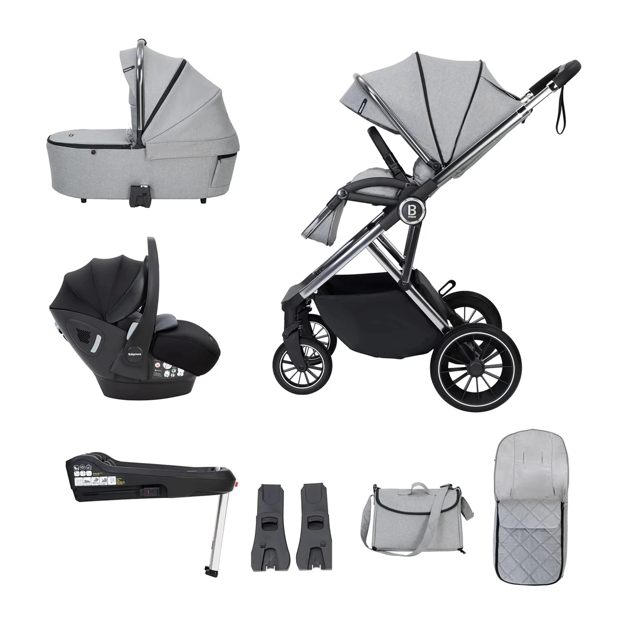Babymore Chia Travel System Pecan With Base – Pearl Grey 3 Babymore Chia Travel System Pecan With Base – Pearl Grey