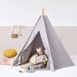Little Green Sheep Teepee Play Tent – Grey