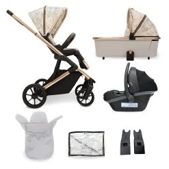 My Babiie Travel System MB500 3-in-1 – Rose Gold Marble