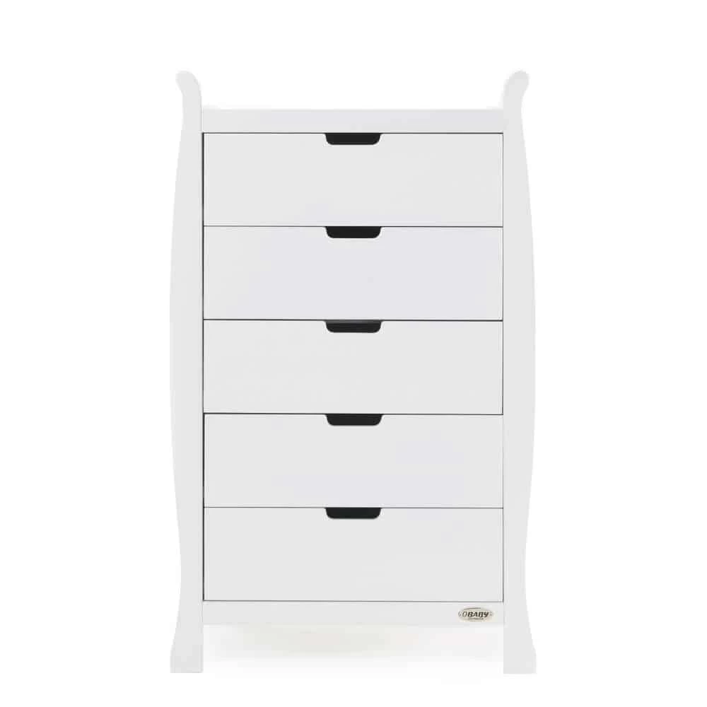 Obaby Stamford Sleigh Tall Chest Of Drawers – White 3 Obaby Stamford Sleigh Tall Chest Of Drawers – White