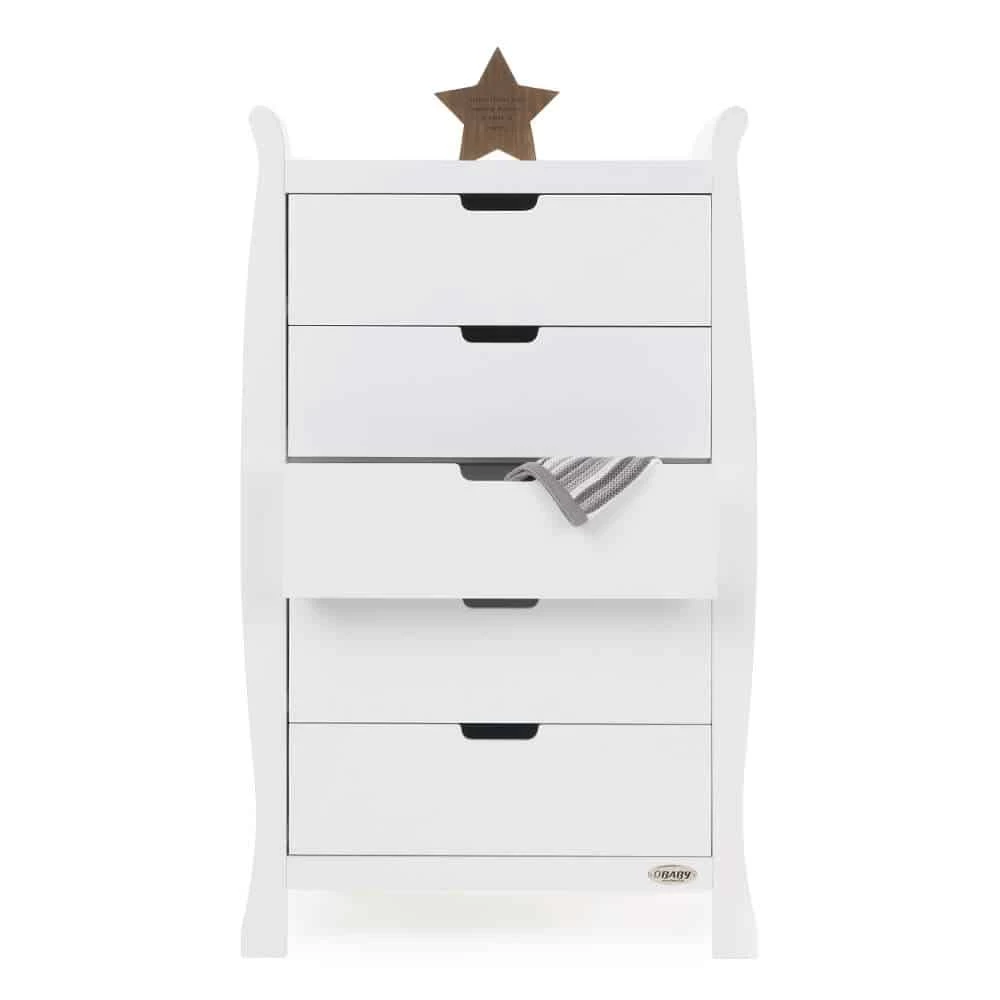 Obaby Stamford Sleigh Tall Chest Of Drawers – White 4 Obaby Stamford Sleigh Tall Chest Of Drawers – White - Image 2