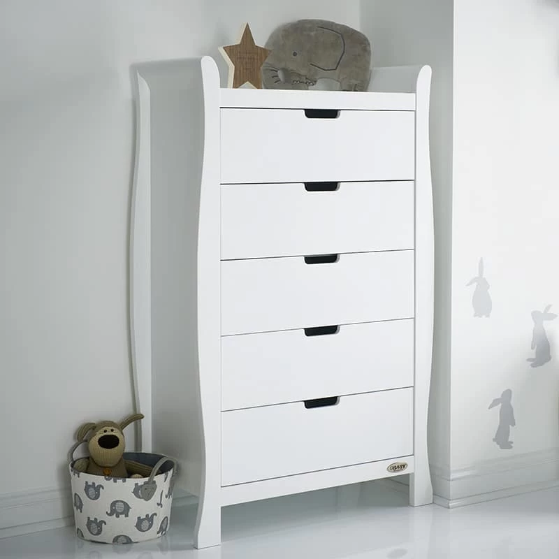 Obaby Stamford Sleigh Tall Chest Of Drawers – White 5 Obaby Stamford Sleigh Tall Chest Of Drawers – White - Image 3