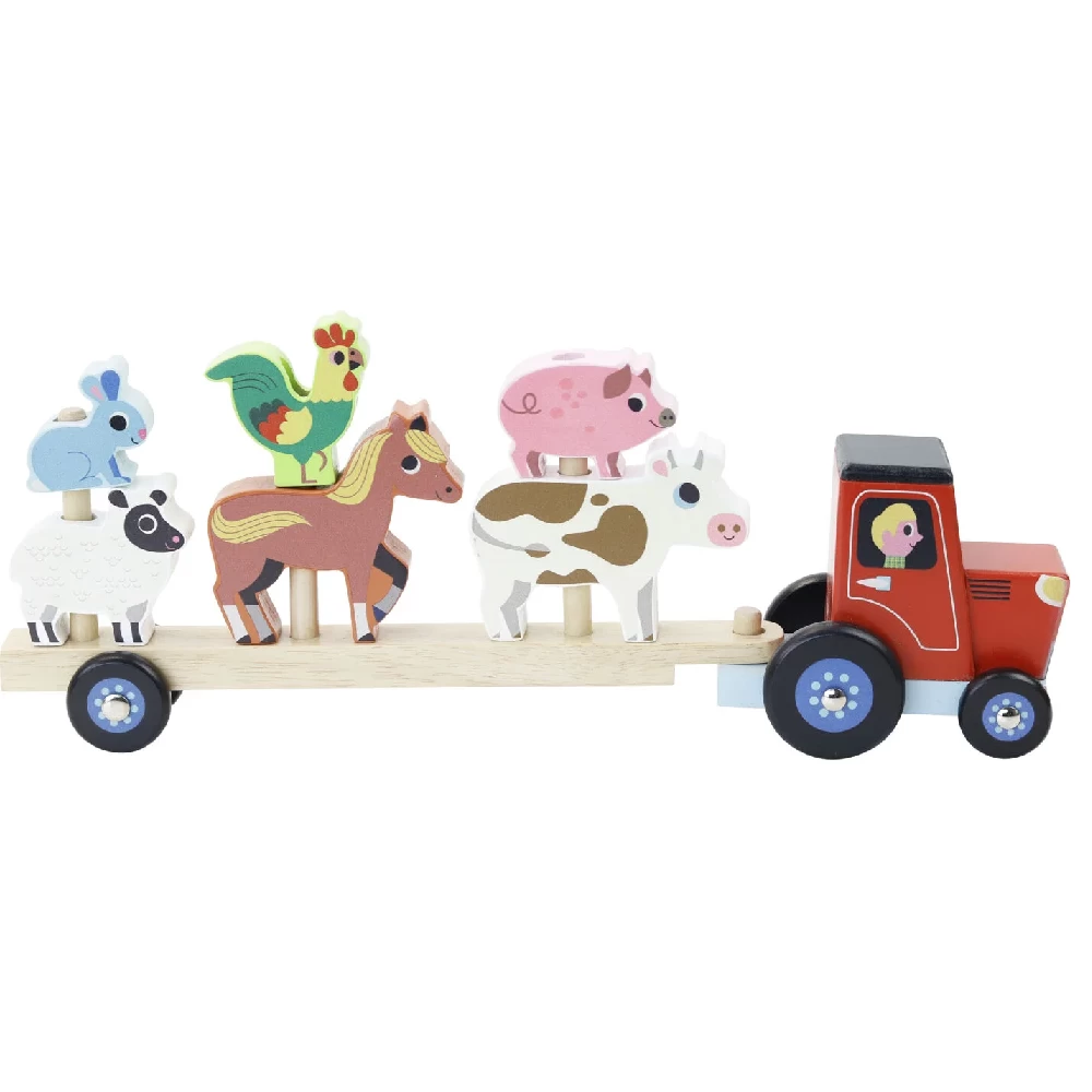Vilac Tractor And Trailer With Animal Stacking Game 3 Vilac Tractor And Trailer With Animal Stacking Game