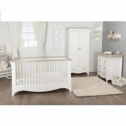 CuddleCo Clara 3 Piece Nursery Set – White/Ash
