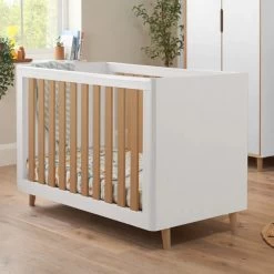 Tutti Bambini Fika Mini Cot Bed – White/Light Oak