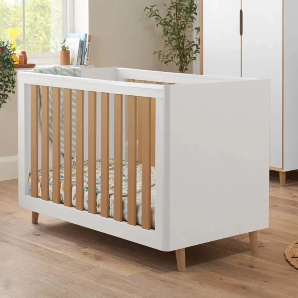 Tutti Bambini Fika Mini Cot Bed – White/Light Oak 3 Tutti Bambini Fika Mini Cot Bed – White/Light Oak