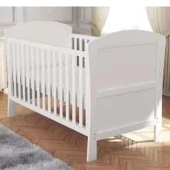 Babymore Aston Dropside Sleigh Cot Bed/Optional Mattress Set – White -Baby Products Shop babymore aston dropside cot bed in white 4