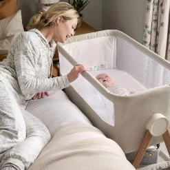 Mamas & Papas Lua Bedside Crib Fawn Bundle Oat And Spot -Baby Products Shop bbvvbmb
