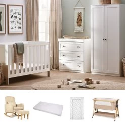 Silver Cross Bromley 7 Piece Ultimate Newborn Nursery Room Set Bundle – White