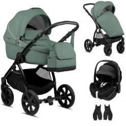 Noordi Fjordi Leather 3 In 1 Maxi Cosi Pebble 360 Pro 2 Travel System – Sage Green