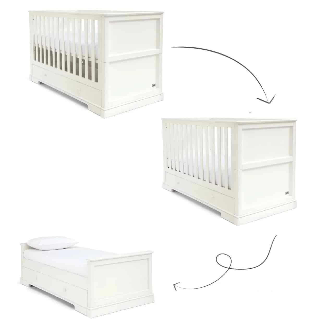 Mamas & Papas Oxford White Cot Bed With Premium Pocket Spring Mattress 8 Mamas & Papas Oxford White Cot Bed With Premium Pocket Spring Mattress - Image 6