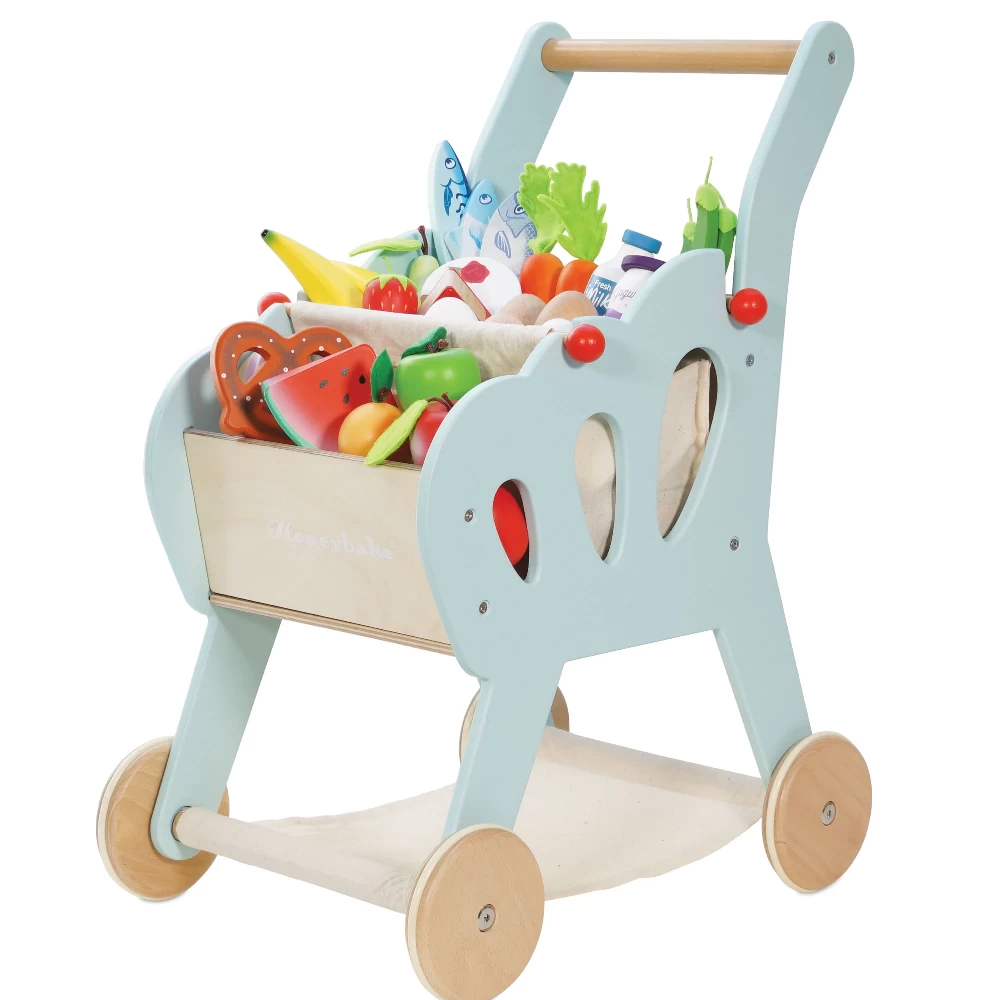 Le Toy Van Wooden Shopping Trolley And Cotton Bag 5 Le Toy Van Wooden Shopping Trolley And Cotton Bag - Image 3