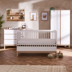Obaby Astrid 4 Piece Nursery Room Set/Mattress – White/Oak