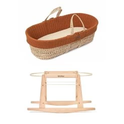 Little Green Sheep Knitted Moses Basket W/Rocking Stand – Terracotta
