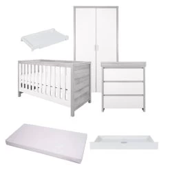 Tutti Bambini Modena 6 Piece Room Set/Underdrawer/Cot Top Changer – Grey Ash/White