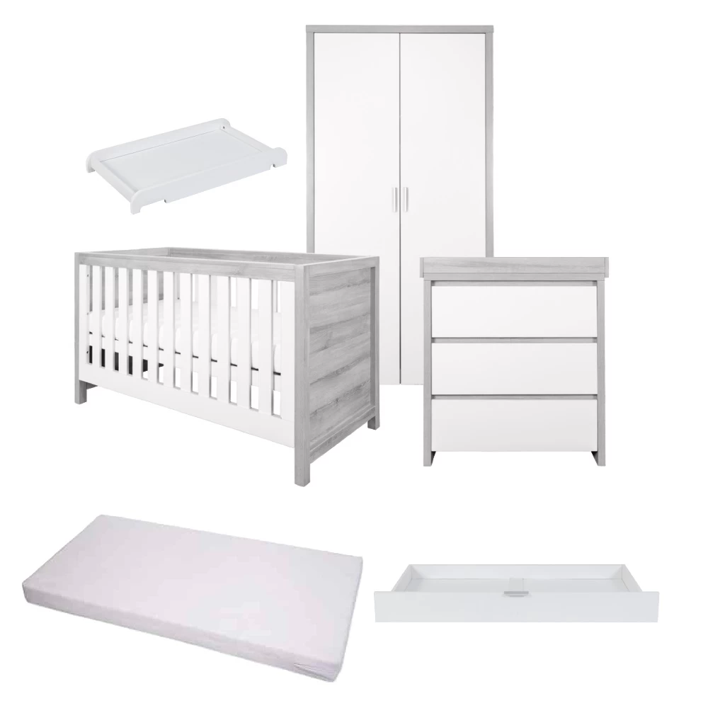 Tutti Bambini Modena 6 Piece Room Set/Underdrawer/Cot Top Changer – Grey Ash/White 3 Tutti Bambini Modena 6 Piece Room Set/Underdrawer/Cot Top Changer – Grey Ash/White