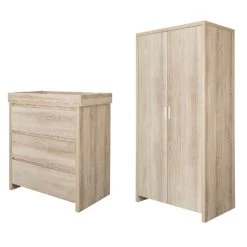 Tutti Bambini Modena 2 Piece Wardrobe And Dresser Nursery Room Set – Oak