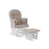 Obaby Reclining Glider Chair And Stool – White With Sand Cushions