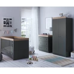 Sennen 3 Piece Nursery Room Set – Anthracite/ Oak