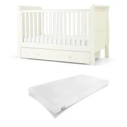 Mamas & Papas Mia White Cotbed With Premium Pocket Spring Mattress