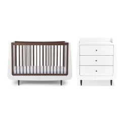 SnuzKot Skandi 2 Piece Nursery Room Set Bundle – White With Ebony
