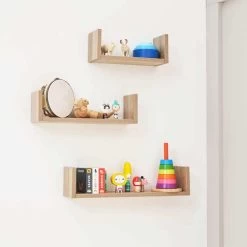 Tutti Bambini Modena 5 Piece Nursery Room Set With 3 X Shelves -White/Oak -Baby Products Shop tutti bambini modena u shaped wall shelves set of 3 oak