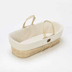 Little Green Sheep Natural Knitted Moses Basket & Mattress Linen